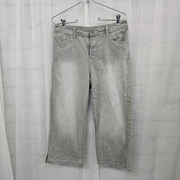 Vintage Chico's Platinum Gray Grunge Cropped Jeans 1 (M) 30" Waist - Picture 13 of 13